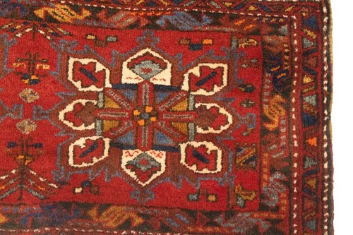 Tappeto orientale annodato a mano vintage Heriz stile floreale tappeto fattoria 1'6x3'6 piedi - Foto 6 di 9