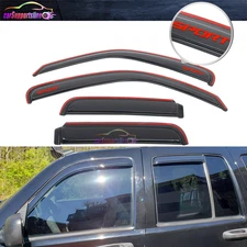 Fits 02-07 Jeep Liberty 4Dr In-Channel Window Visor Rain Guard w/ Red Sport