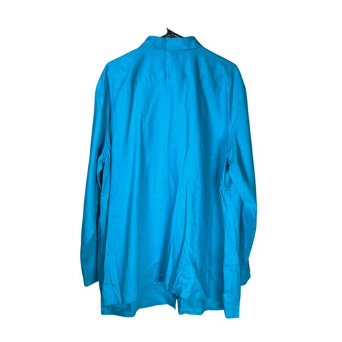 Camisa Ralph Lauren Para Mujer Azul Turquesa Lino Blusa Preppy Túnica Playa Top 3X - Imagen 2 de 9