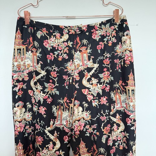 Talbots Womens Silk Blend Pants 16 Asian Novelty High Rise Ankle Luxury Citycore - Picture 2 of 7
