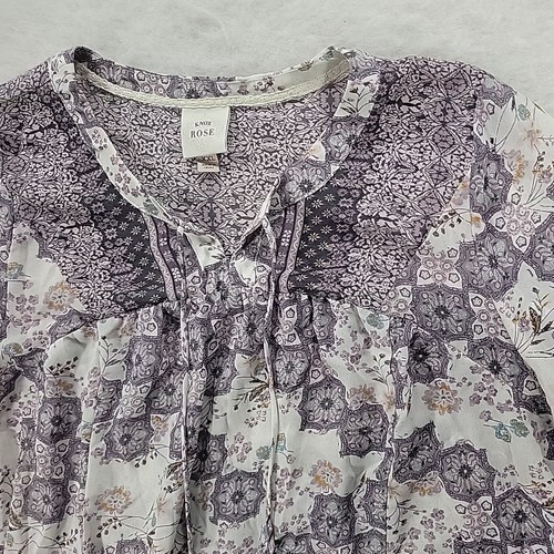 Knox Rose Floral Boho Tassel Split Neck Popover Top Gr. XXL Bauer - Bild 2 von 12