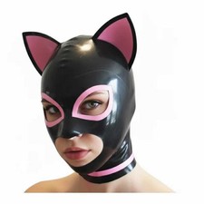 Rubber Catwoman mask Fetish Latex Full face Hood Play Mask Cosplay Costume
