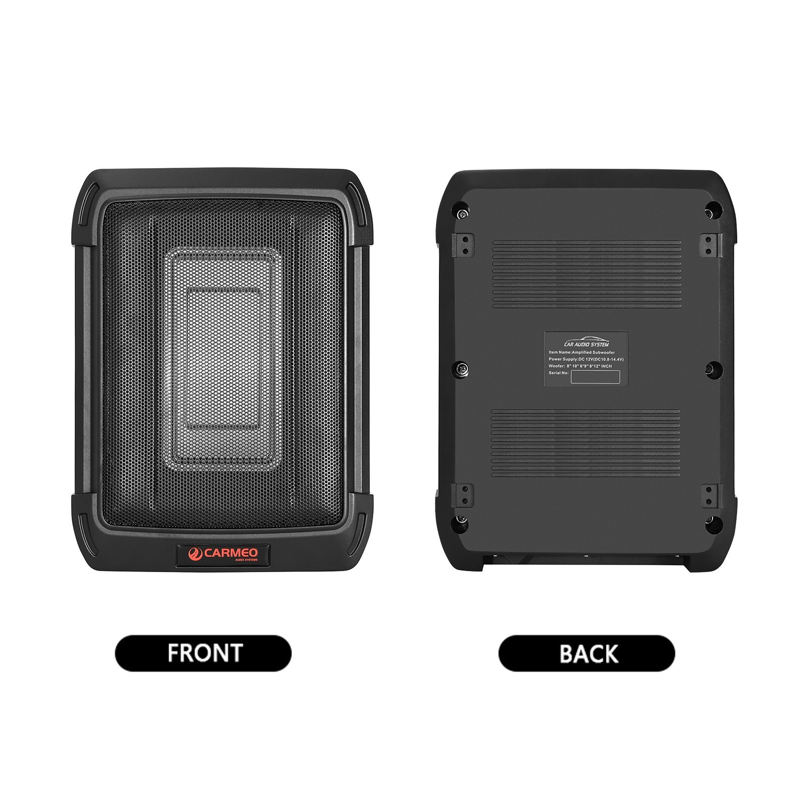 1500W Car Subwoofer 10'' Slim Under Seat Powered Car Subwoofer Kit Loud Stereo