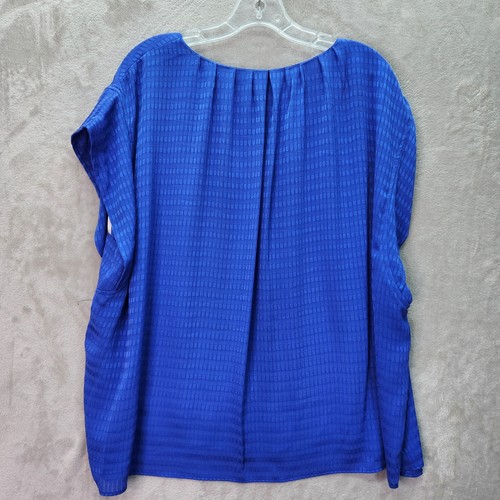 Calvin Klein Tunic Women Plus 3X Blue Textured V Neck Short Sleeve Blouse Career - Picture 2 of 8