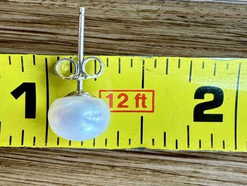 925 Sterling Silver 5mm White Round Freshwater Cultured Pearl Post Stud Earrings - Picture 8 of 12