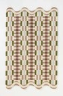 Modern Hand-Tufted Wool Rug Wavy Edge Green Beige Grid Abstract Design