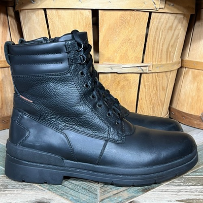 #ad Clarks Black Leather Wool Fur Lined Waterproof Lace Up Zip Snow Boots Mens 10 $99.00
