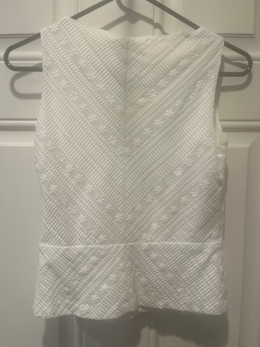 White Cotton V-Neck Sleeveless Peplum Top -Unbranded-Size Small - Picture 3 of 8