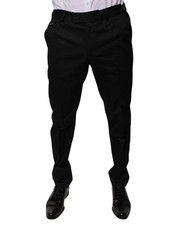 Dolce & Gabbana Black Cotton Tapered Formal Dress Men's Pants Authentic