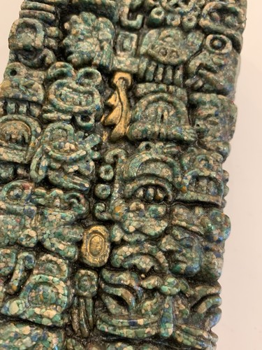 Mexikanischer geschnitzter zerkleinerter Malachit/türkisfarbener Azteken/Maya Zimmerdekor 6 Zoll - Bild 14 von 15