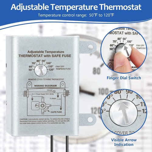 Dachbodenventilator Thermostatsteuerung, Thermostat mit einstellbarer Temperaturwahl - Bild 6 von 6
