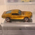 Hot Wheels Redline Custom Mustang Gold Restored Ford Car 1:64 Opening Hood 1967