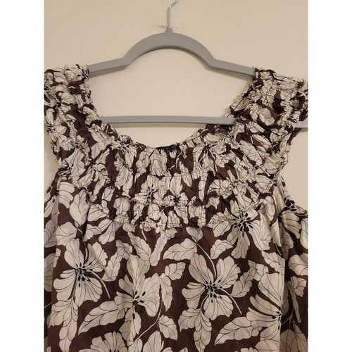  J. Crew Rosalie Brown Cream Floral Top XS - Afbeelding 2 van 4