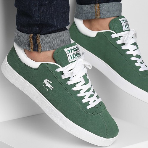 Mens Lacoste Tennis Style Trainers All UK Sizes Green Leather Suede BNIB LBSGM - Picture 5 of 12