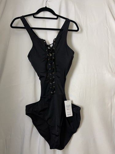 NWT Swimsuits for all Ashley Graham Black Sexy Lace Up 1pc Swimsuit Size 14 - Picture 8 of 8