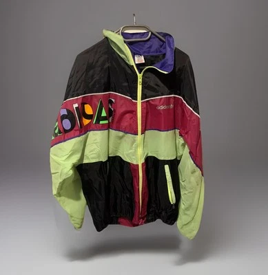 Adidas Windbreaker Jacke Size L 🏸🏸🏸 Retro Vintage Track JACKET 🌧 Regenjacke - Bild 1 von 4