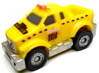 TONKA MICRO MACHINES BUILD CREW YELLOW 1 1/4'' MINI PICKUP TRUCK W ORANGE & BLACK
