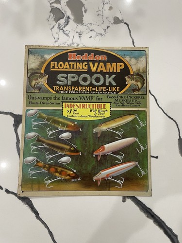 2002 Vintage Style Heddon Floating Vamp Spook Lure Metal Sign 13” X 11” - Picture 2 of 5