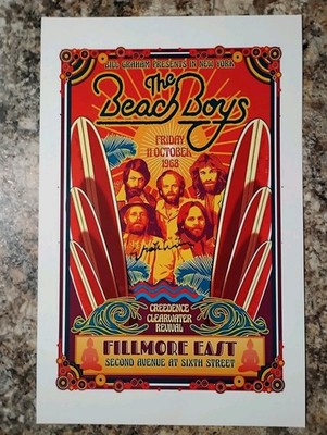 THE BEACH BOYS SIGNED POSTER BY BRIAN WILSON COA + CONCERT TICKET