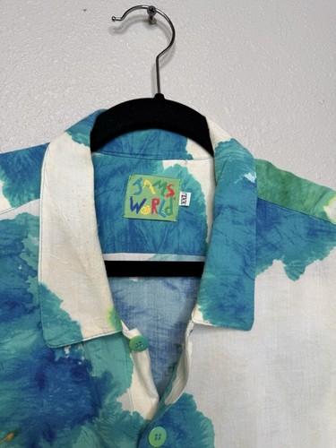 Camicia uomo Jams World blu acqua bianco rayon isola hawaiana Aloha taglia XXL 2X - Foto 2 di 3
