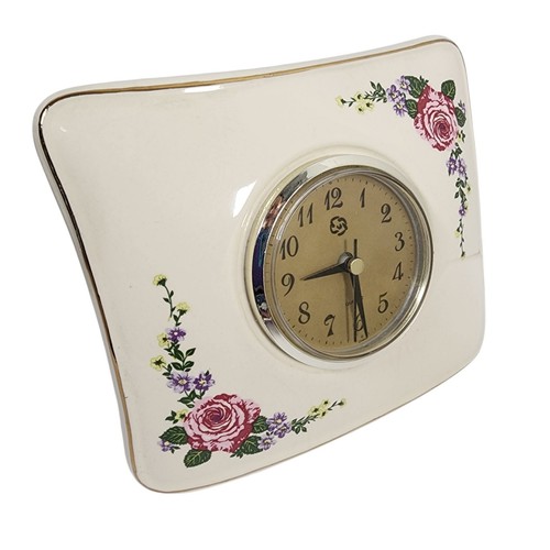 Vintage Casual Limited Edition 1996 Ceramic Desk Clock Floral Rose Dec - Picture 2 of 6