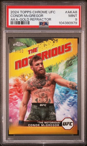2024 Topps Chrome UFC CONOR MCGREGOR AKA Gold Refractor /50 PSA 9