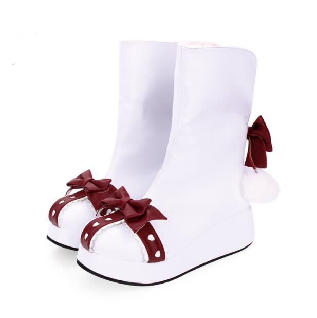 Nuevos Zapatos de tacos cuña para Lolita mujer Sweet con lazo Lolita para Tire de forro de piel botas al tobillo abff4c Nuevos Zapatos de tacos cuña para Lolita mujer Sweet con lazo Lolita para Tire de forro de piel botas al tobillo abff4c