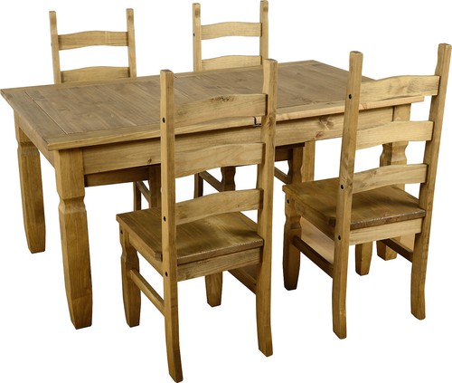 CORONA EXTENDING DINING SET WITH 4, 6 OR 8 CHAIRS, WOOD, BROWN OR CREAM PU SEATS - Picture 4 of 13