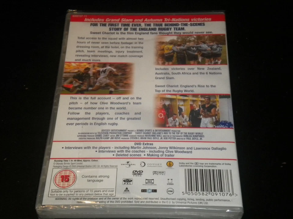 Inside England Rugby - Sweet Chariot - NEW DVD Region 2 - 2003 Universal Studios - Image 2 of 2