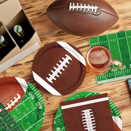 Football Party Supplies Kit Serve 24,Includes Dinner Plates, Dessert Napkins, Cu - Picture 7 of 12