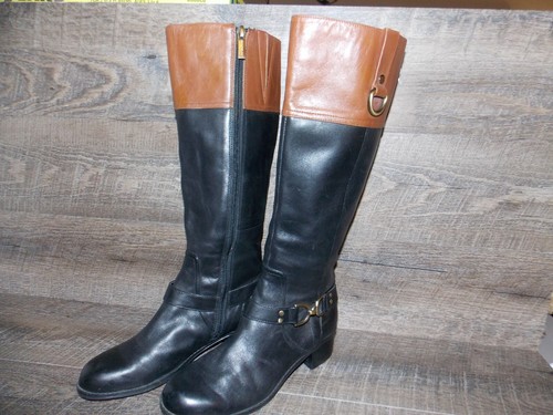 Bandolino Black Brown Leather Zip 