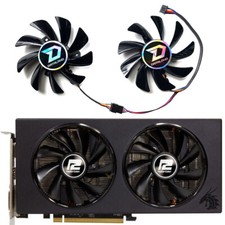 1 Pair Graphics Card Cooling Fan Heatsink for POWERCOLOR RX590 8GB Red Dragon