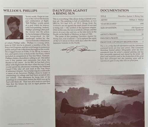Dauntless Against a Rising Sun William  Phillips Signed and Numbered AP Print - Picture 7 of 7
