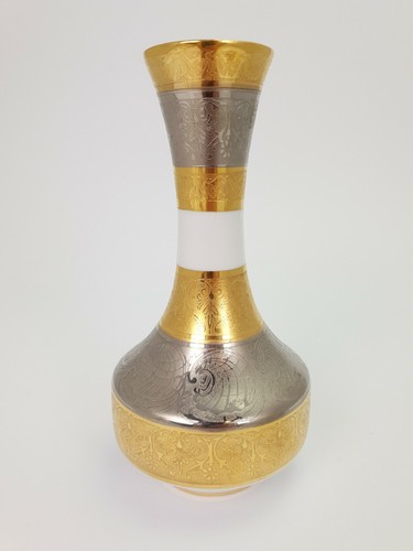 Vintage Bohemia Sneroll Gold Silver Porcelain Vase & Plate Winterling Bavaria - Picture 5 of 10