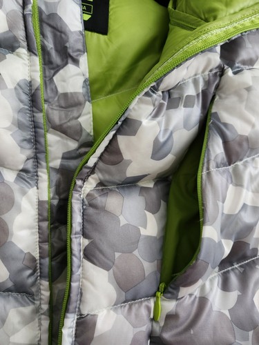 Koppen NWOT Down Puffer Vest Womens Large L Gray Camo Lime Green Hooded. - Picture 5 of 9
