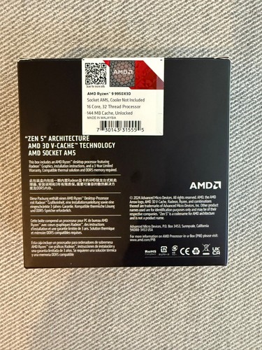 AMD Ryzen 9 9950X3D - Ryzen 9 9000 Series Granite Ridge (Zen 5) 16-Core 4.3 GHz - Photo 2/4