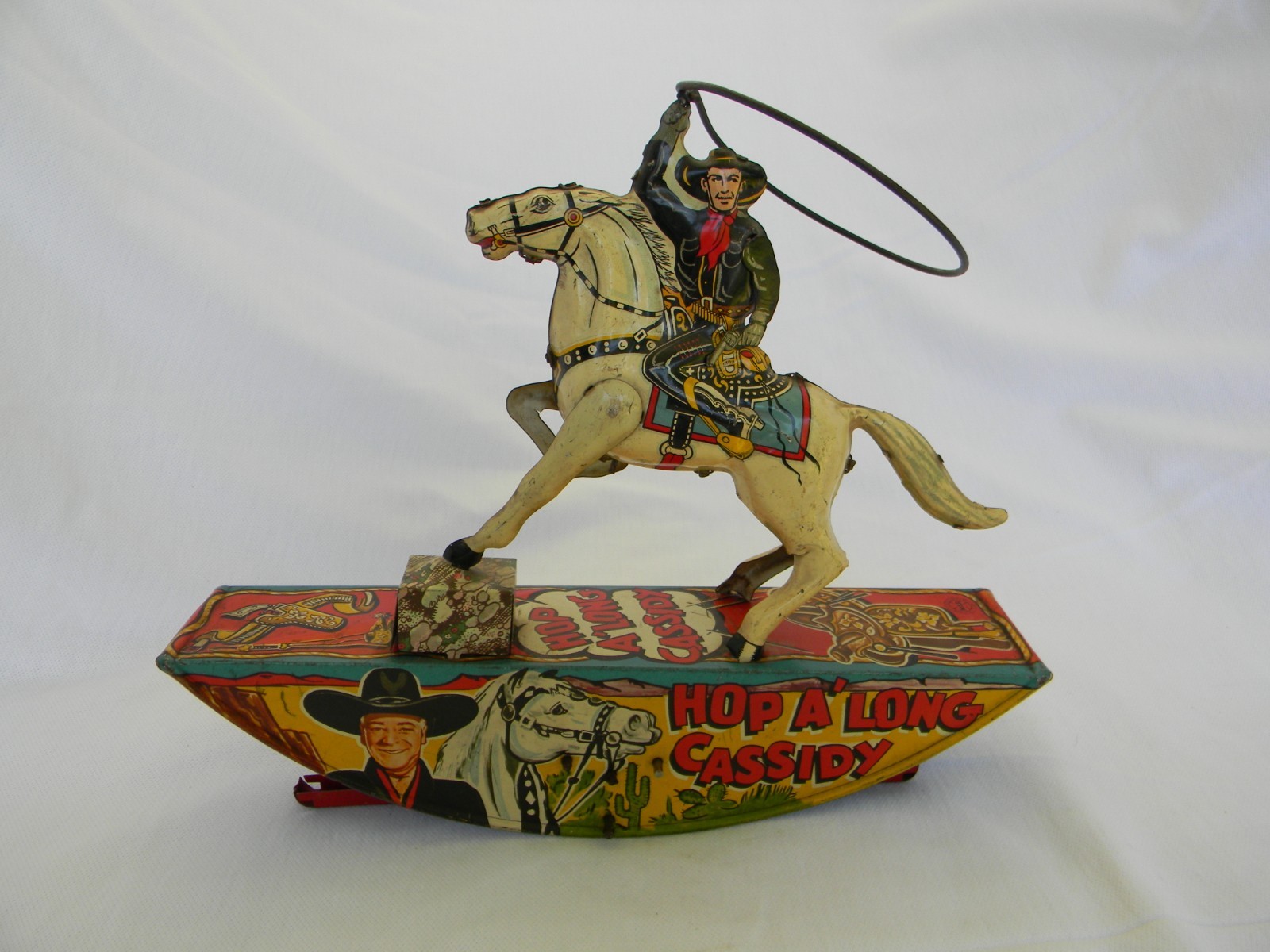 Antiguo Marx Hop a'long Cassidy Wind-Up Lata Litografiada Juguete Cowboy Con Lazo Antiguo Marx Hop a'long Cassidy Wind-Up Lata Litografiada Juguete Cowboy Con Lazo