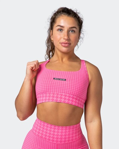 BNWOT Muscle Nation Pink Print Sports Bra & Scrunch Bike Shorts Set Size XS - Picture 9 of 11