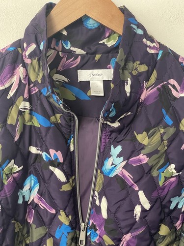 CJ Banks Quilted Lightweight Puffer Vest Size 2 XL Multicolor Floral Purple - Picture 4 of 9