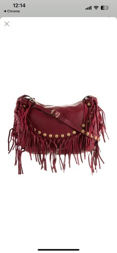 Valentino C- Rocker Fringe Hobo Studded Leather Large Cross Body Red Bag. - Picture 4 of 11