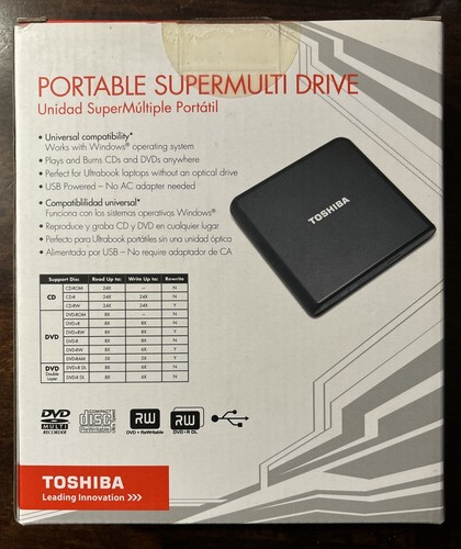 Toshiba Pa3834u-1DV2 USB 2.0 Portable DVD Super Multi Drive - NEW! - Afbeelding 5 van 8