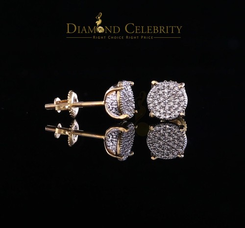 10K Real Yellow Gold Real Diamond 0.15CT Men's/Women's Stud Micro Earring - Picture 5 of 12