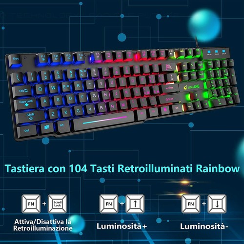 ZIYOULANG T11 Wired Gaming Rainbow LED Backlit Tastatur und Maus Headset ComboDE - Bild 4 von 18