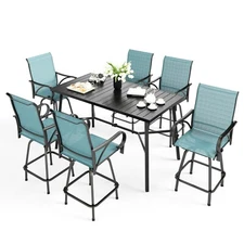 7Piece Bar Height Patio Dining Set Outdoor Table and Chair For Garden Heavy Duty