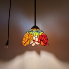 Tiffany Style Mini Hanging Lamp Plug In Stained Glass Rose Flowers 60"H*8"W*8"D