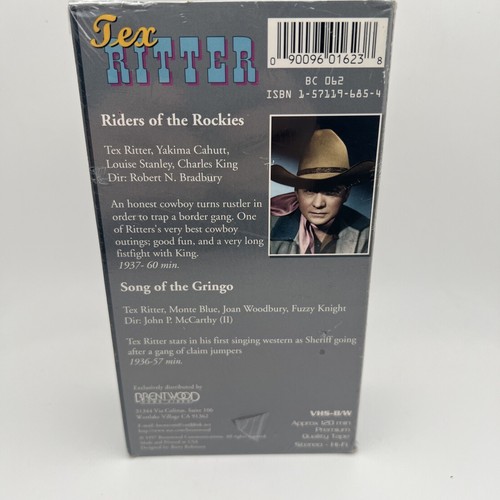 Tex Ritter Rare Double Feature Western VHS '30's OOP Riders Rockies Song Gringo - Picture 3 of 4