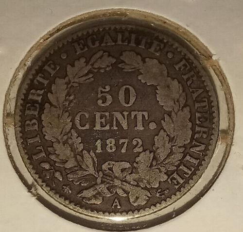 1872 France 50 centimes silver coin - Picture 2 of 2