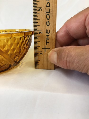 VINTAGE AMBER GLASS 5 “x2”CANDY BOWL.HEART DESIGN ON SIDES  DEPRESSION GLASS VG+ - Imagen 5 de 5