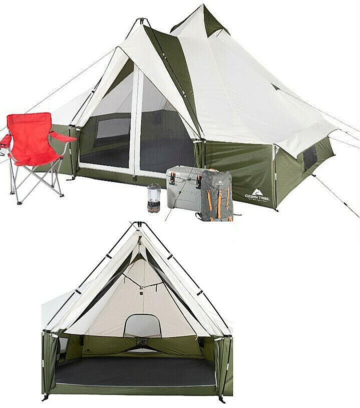 Ozark Trail Hazel Creek 8 persona Lodge Carpa 4 Windows, 2 respiraderos de techo Ozark Trail Hazel Creek 8 persona Lodge Carpa 4 Windows, 2 respiraderos de techo