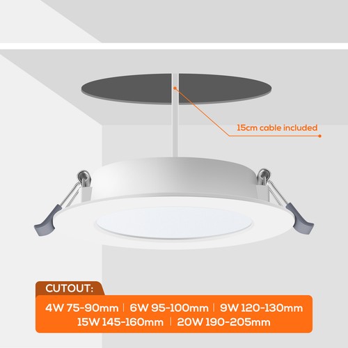 Recessed LED Flat Panel Ceiling Down Lights Ultra Slim 4W 6W 9W 15W 20W UK Stock - Picture 11 of 18